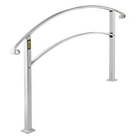 VEVOR Handrails for Outdoor Steps, Fit 1 or 3 Steps Outdoor Stair Railing, White Wrought Iron Handrail, Flexible Front Porch Hand Rail